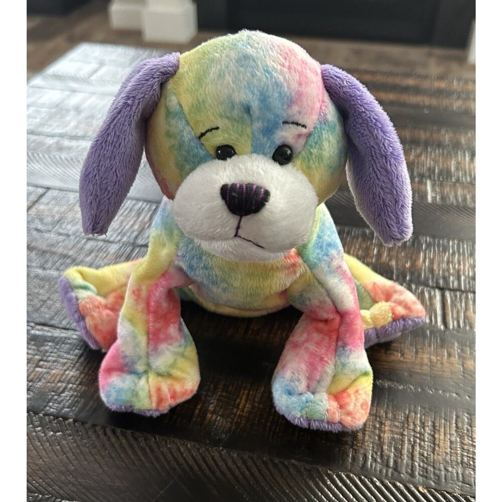Ganz Webkinz Tie-Dyed Puppy HM385 Plush Dog Multicolor No Code Rare Retired
